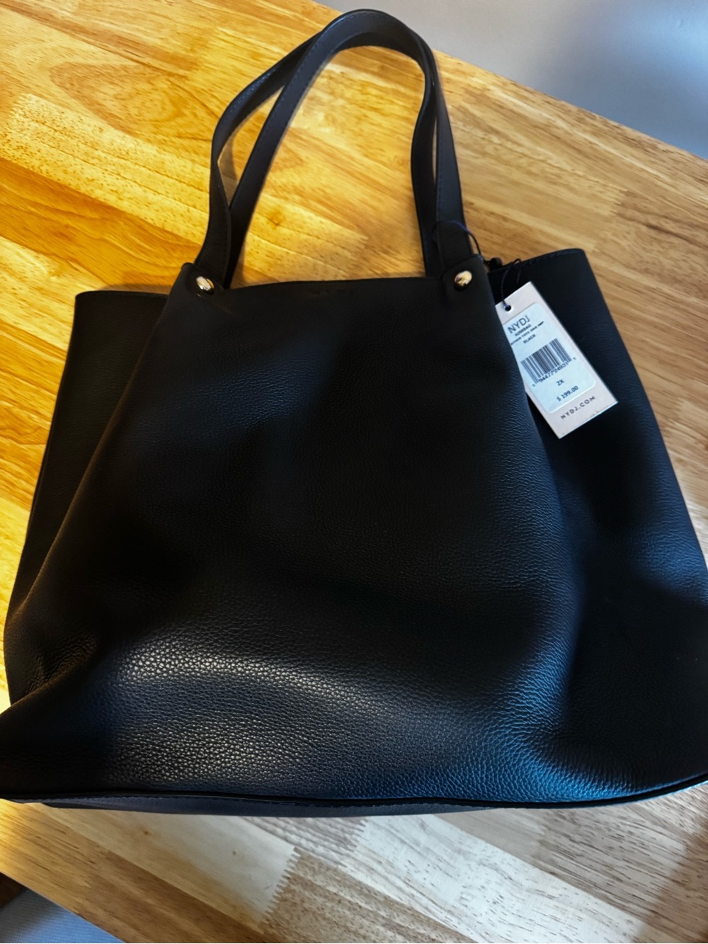 NYDJ Black Pebbled Leather Tote